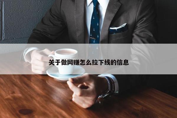 关于做网赚怎么拉下线的信息