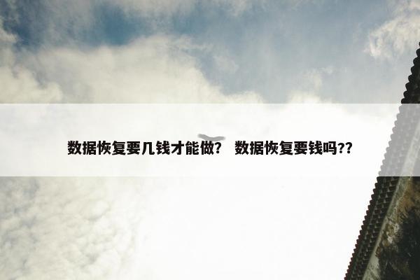 数据恢复要几钱才能做？ 数据恢复要钱吗?？