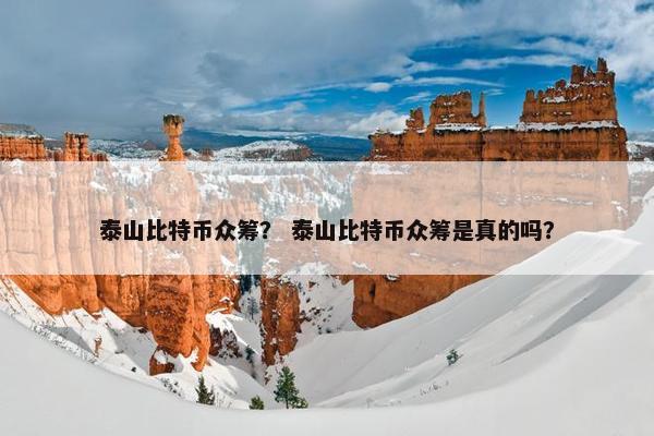 泰山比特币众筹？ 泰山比特币众筹是真的吗？