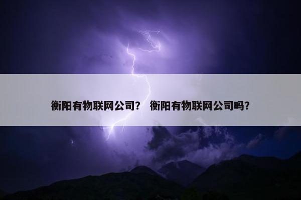 衡阳有物联网公司？ 衡阳有物联网公司吗？
