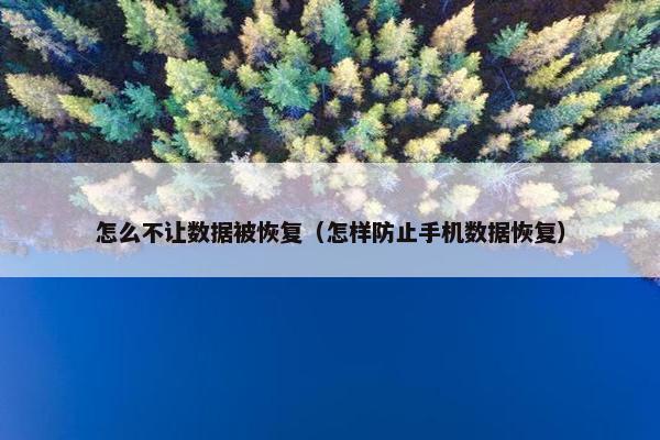 怎么不让数据被恢复（怎样防止手机数据恢复）
